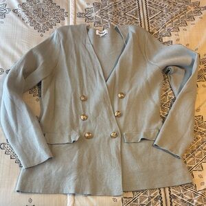 Express Women's Blazer Cardigan in Light Gray with Gold Buttons